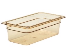Cambro 34HP150 H-Pan™ - Recipiente de plástico para alimentos de alta temperatura, color ámbar, tamaño 1/3, profundidad de 4"