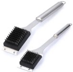 Cepillo de alambre de acero inoxidable de 14" para parrilla/horno con raspador