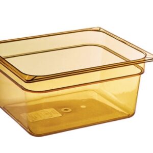 Carlisle 10422B13 StorPlus - Recipiente de plástico para alimentos de alta temperatura, color ámbar, tamaño 1/2, 6" de profundidad