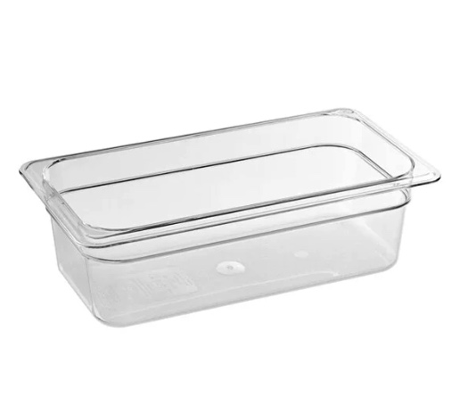 Carlisle 3066107 StorPlus - Recipiente para alimentos de policarbonato transparente de 1/3 de tamaño - 4" de profundidad