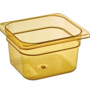 Carlisle 3088413 StorPlus - Recipiente de plástico para alimentos de alta temperatura, color ámbar, tamaño 1/6, profundidad de 4"