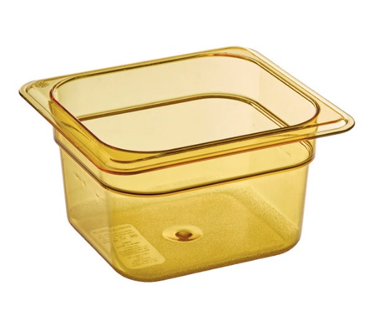 Carlisle 3088413 StorPlus - Recipiente de plástico para alimentos de alta temperatura, color ámbar, tamaño 1/6, profundidad de 4"