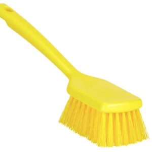 Cepillo de lavado amarillo Vikan ColorCore 410716 de 11 7/8" con cerdas rígidas y mango corto
