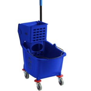 Combinación de cubo para trapeador y escurridor lateral azul Lavex de 35 cuartos