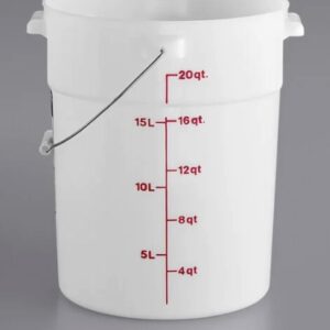 Cubo redondo de polietileno Cambro de 22 cuartos, personalizable, blanco, con asa