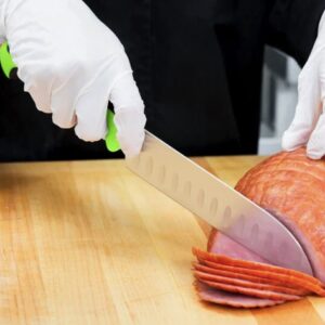 Cuchillo Santoku Mercer Culinary M22707GR Millennia Colors® de 18 cm con filo Granton y mango verde