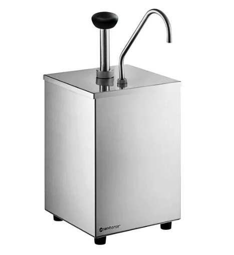 Dispensador individual de condimentos ServSense de acero inoxidable de 3.7 cuartos con bomba de acero inoxidable de 1 oz