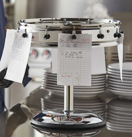 Portaetiquetas portátil de acero inoxidable de 13 1/2" con base de pedestal y clip para 12 unidades