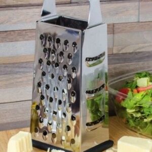 Rallador de caja de acero inoxidable de 9" y 4 lados con agarre suave