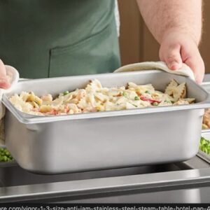 Sartén de acero inoxidable antiatasco Vigor de 1/3" de profundidad y 4" de tamaño - Calibre 22