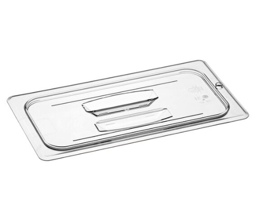 Tapa con asa de policarbonato transparente Cambro 30CWCH135 Camwear® de tamaño 1/3