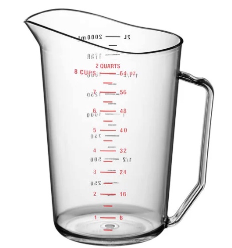 Vaso medidor de policarbonato transparente de 2 cuartos de galón Cambro 200MCCW135 Camwear®